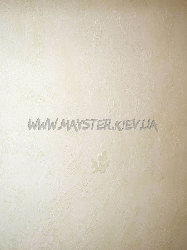 Декоративная штукатурка марсельский воск с барельефом кленовый лист фотография