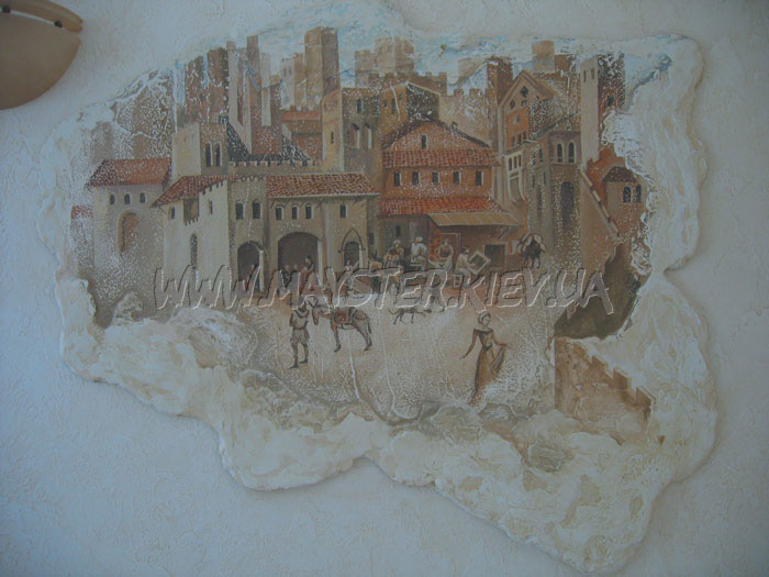 Фреска Средневековый город
