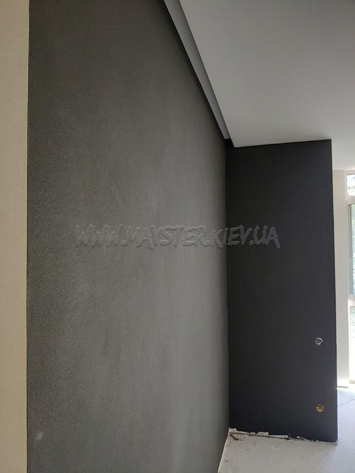 Акцентная стена из Marmorino Maxi Limestone черного цвета